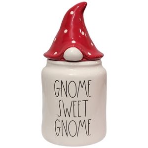 Rae Dunn by Magenta Gnome Sweet Gnome Off White Ceramic Canister Removeable Lid